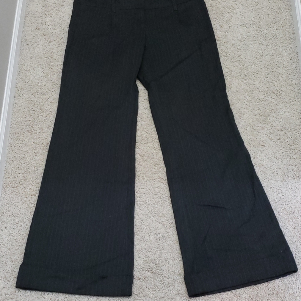 Wide Leg Dress Pants- Gray Pinstripe